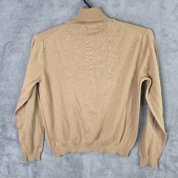 Mens Paul Fredrick Beige Silk Cashmere Blend Mock Turtleneck Sweater Size XL - Picture 5 of 9